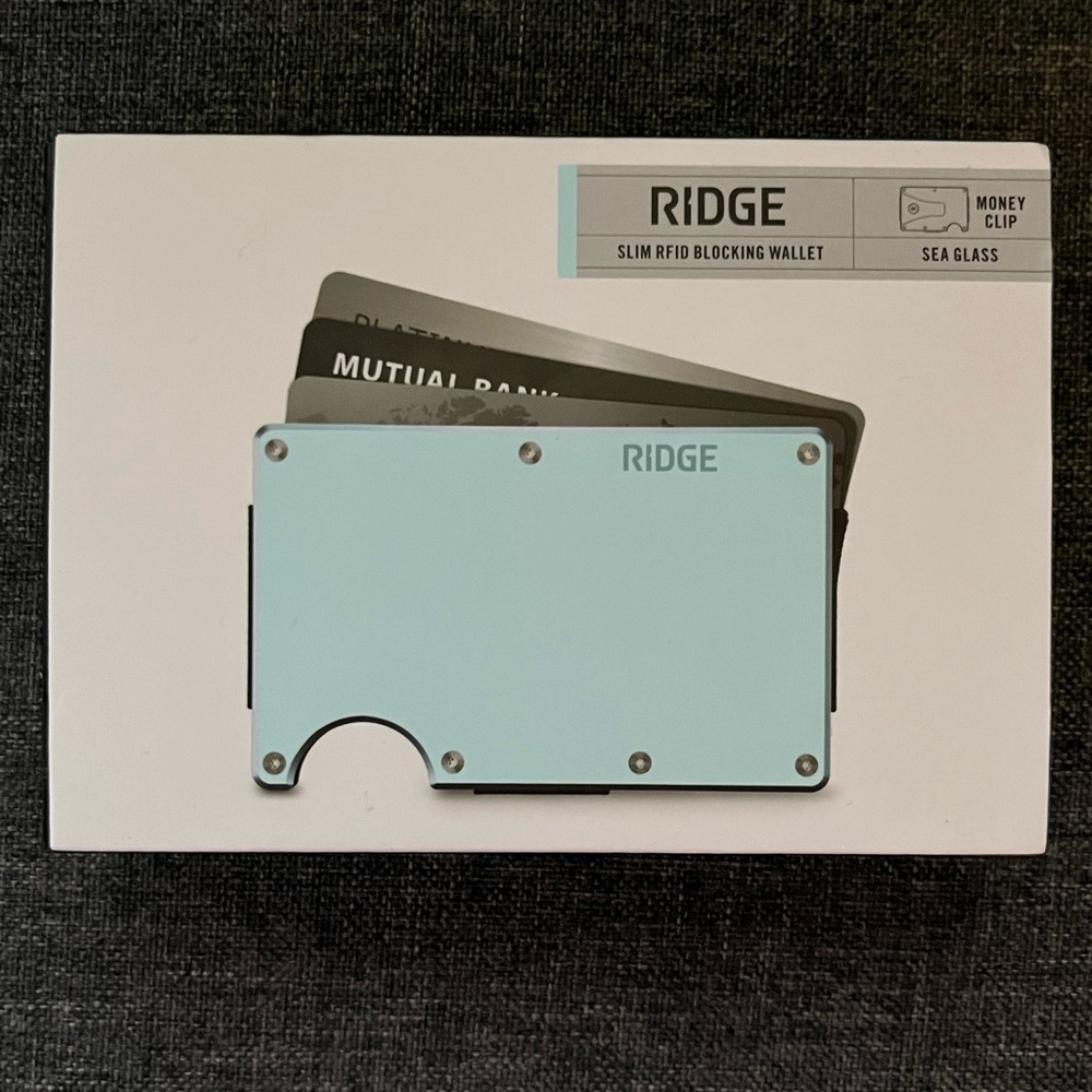 Ridge RFID Blocking Wallet w/Money Clip, Sea Glass, NIB, NWT